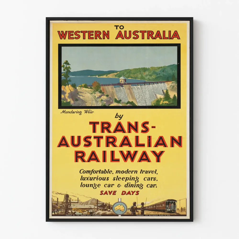 Plakat Vintage Kolej Trans-Australijska w kierunku Zachodniej Australii