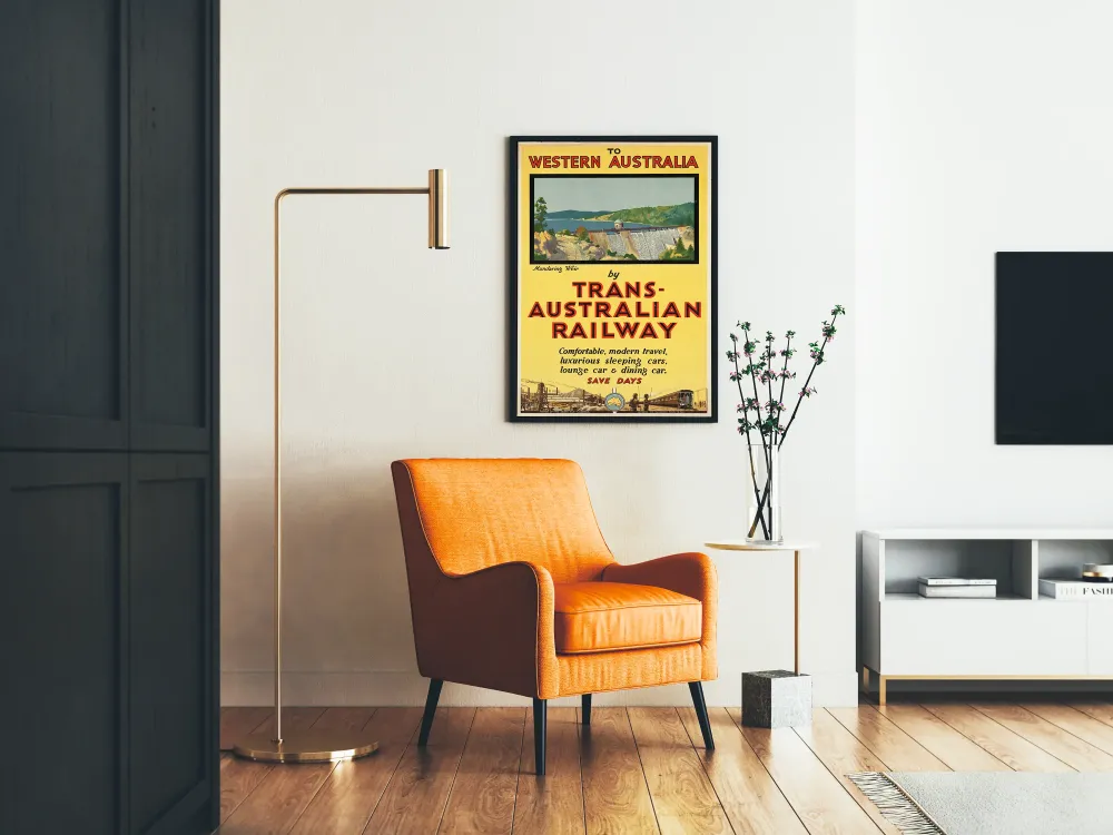 Plakat Vintage Kolej Trans-Australijska w kierunku Zachodniej Australii
