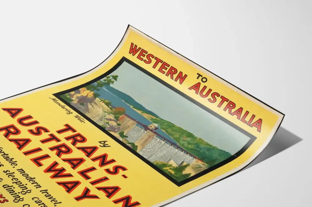 Plakat Vintage Kolej Trans-Australijska w kierunku Zachodniej Australii