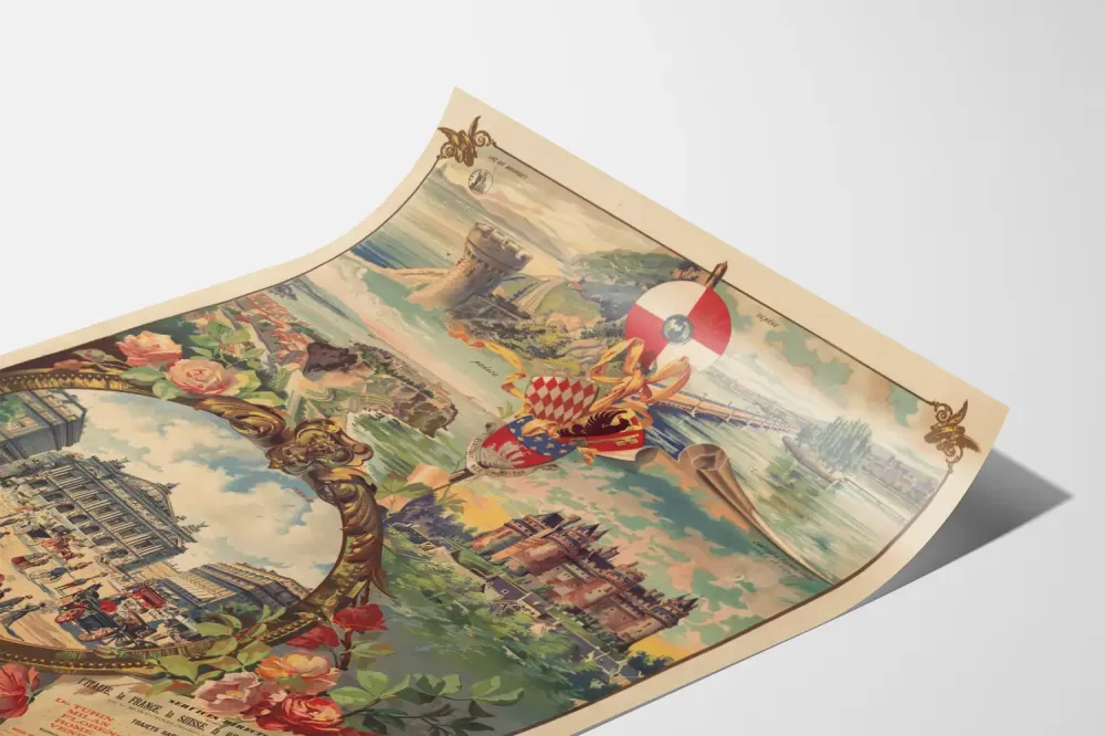 Plakat vintage Koleje P.L.M. – Paryż, Monako, Zamek Pierrefonds
