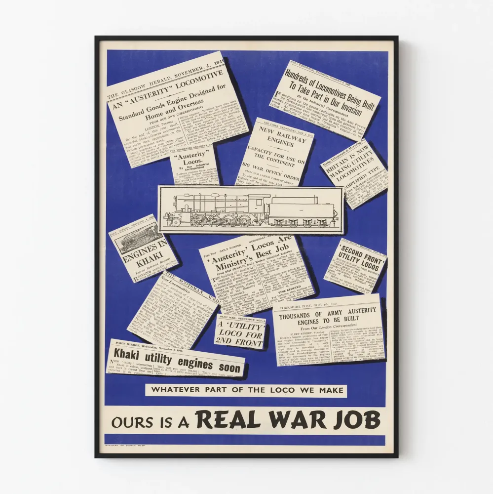 Plakat Vintage Kolejowy: Realizm Przemysłowy i Wojna
