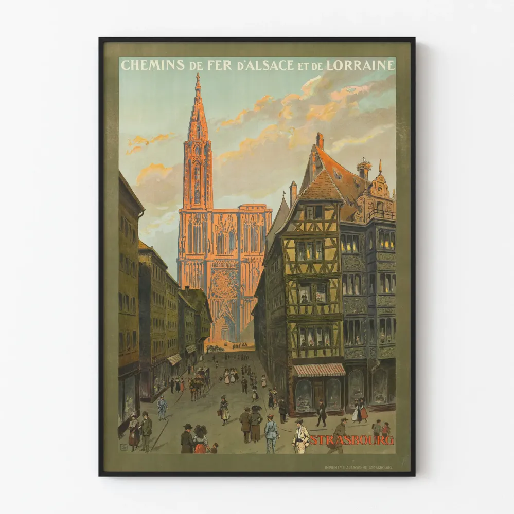 Plakat Vintage Kolejów Śląsk, Alzacji i Lotaryngii Strasbourg