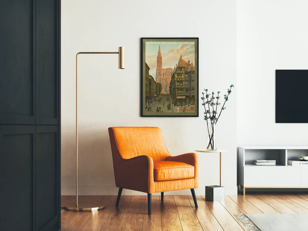 Plakat Vintage Kolejów Śląsk, Alzacji i Lotaryngii Strasbourg