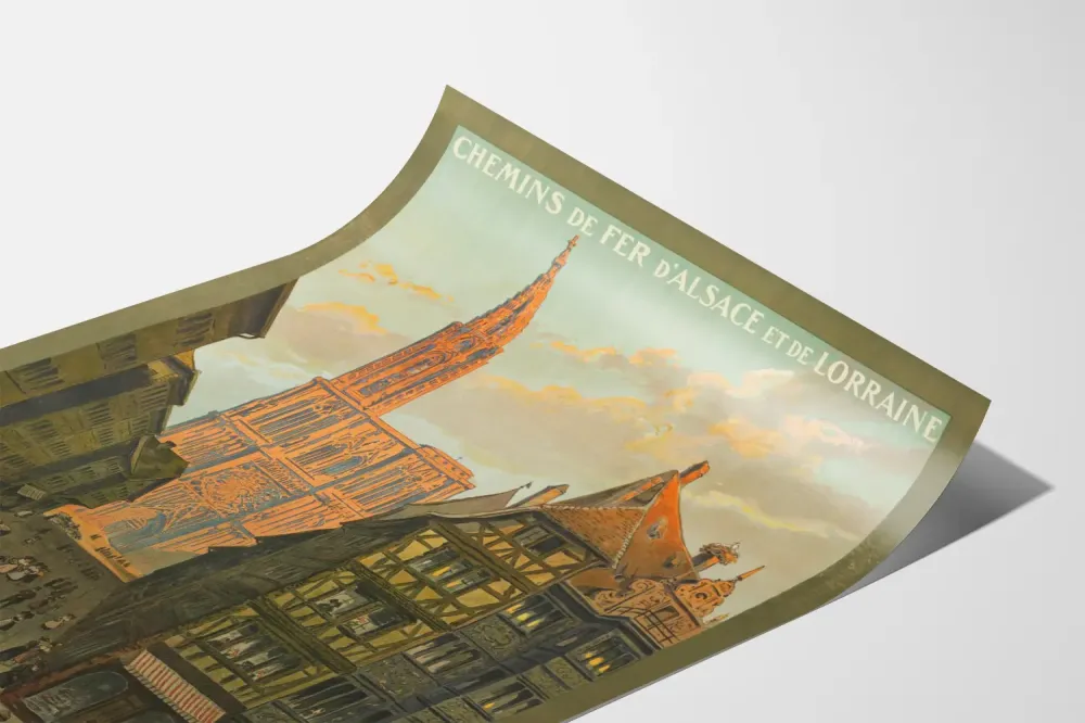Plakat Vintage Kolejów Śląsk, Alzacji i Lotaryngii Strasbourg