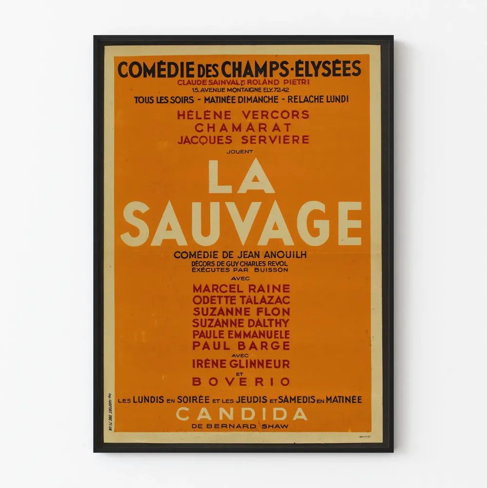 Plakat vintage Komedia na Polach Elizejskich Dzika