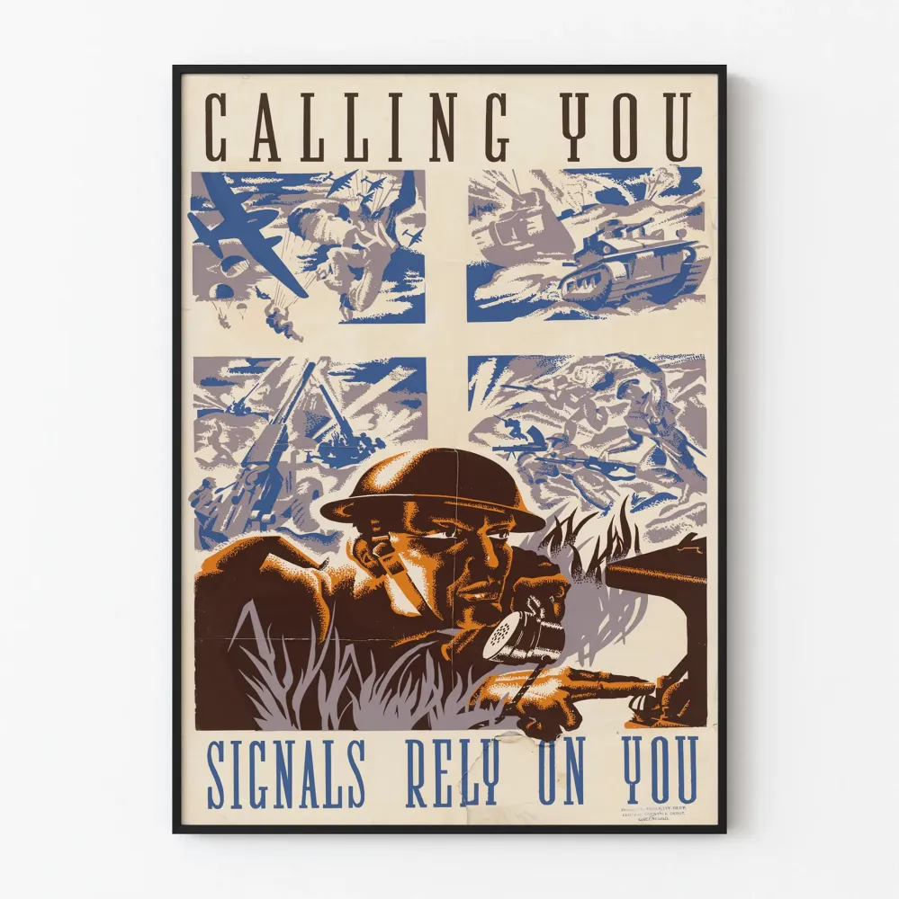 Plakat vintage komunikacji wojskowej „Calling You, Signals Rely On You”