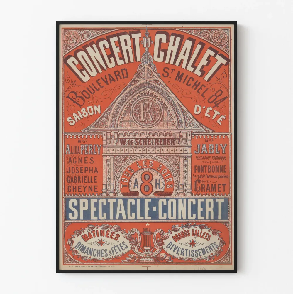 Plakat vintage koncertowy spektakl Chalet boulevard St Michel