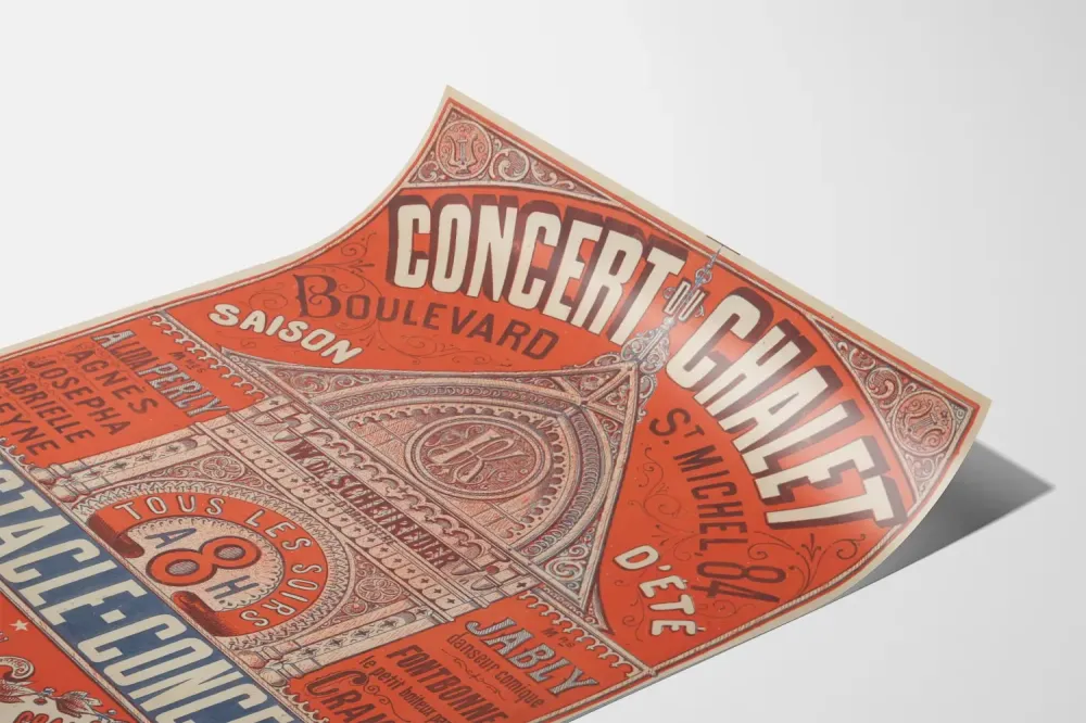 Plakat vintage koncertowy spektakl Chalet boulevard St Michel