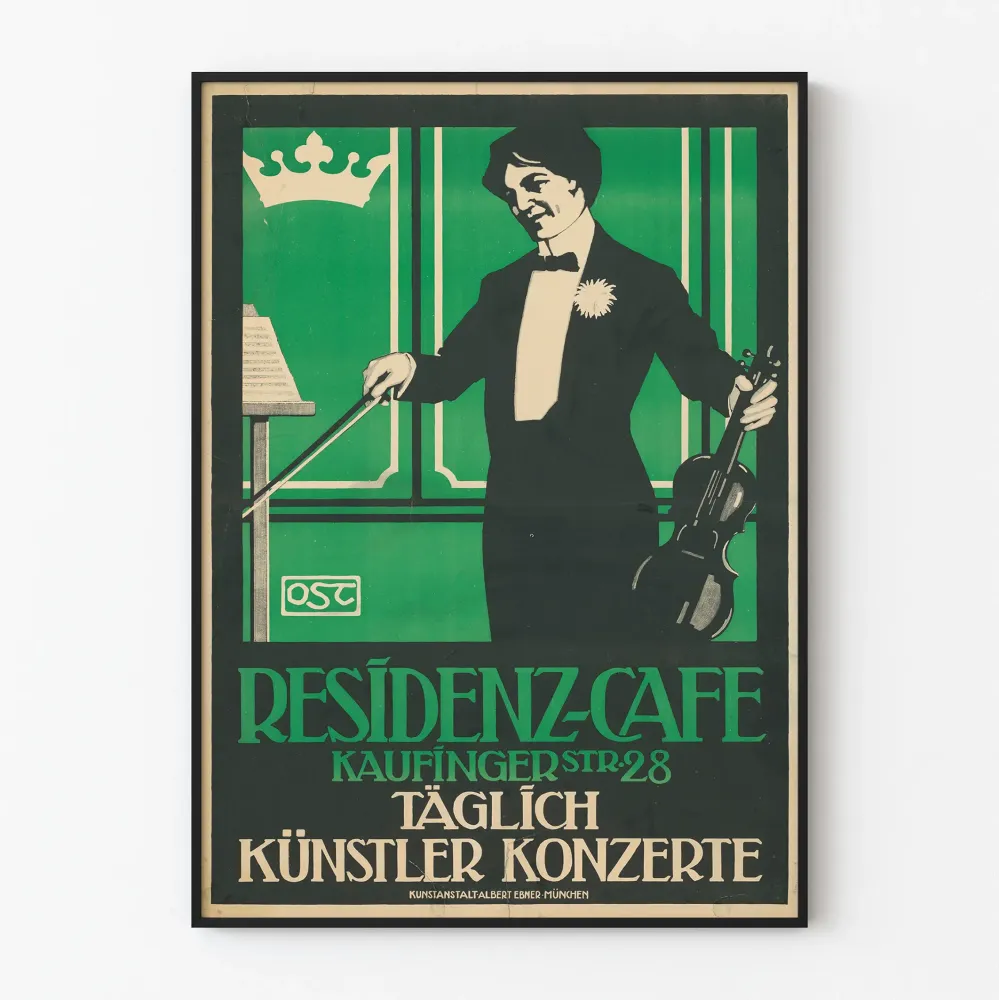 Plakat vintage Koncerty artystyczne w Résidenz-Café