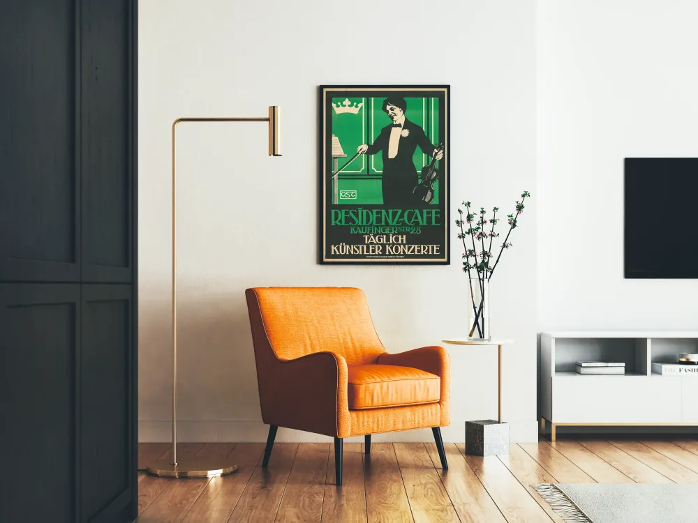 Plakat vintage Koncerty artystyczne w Résidenz-Café