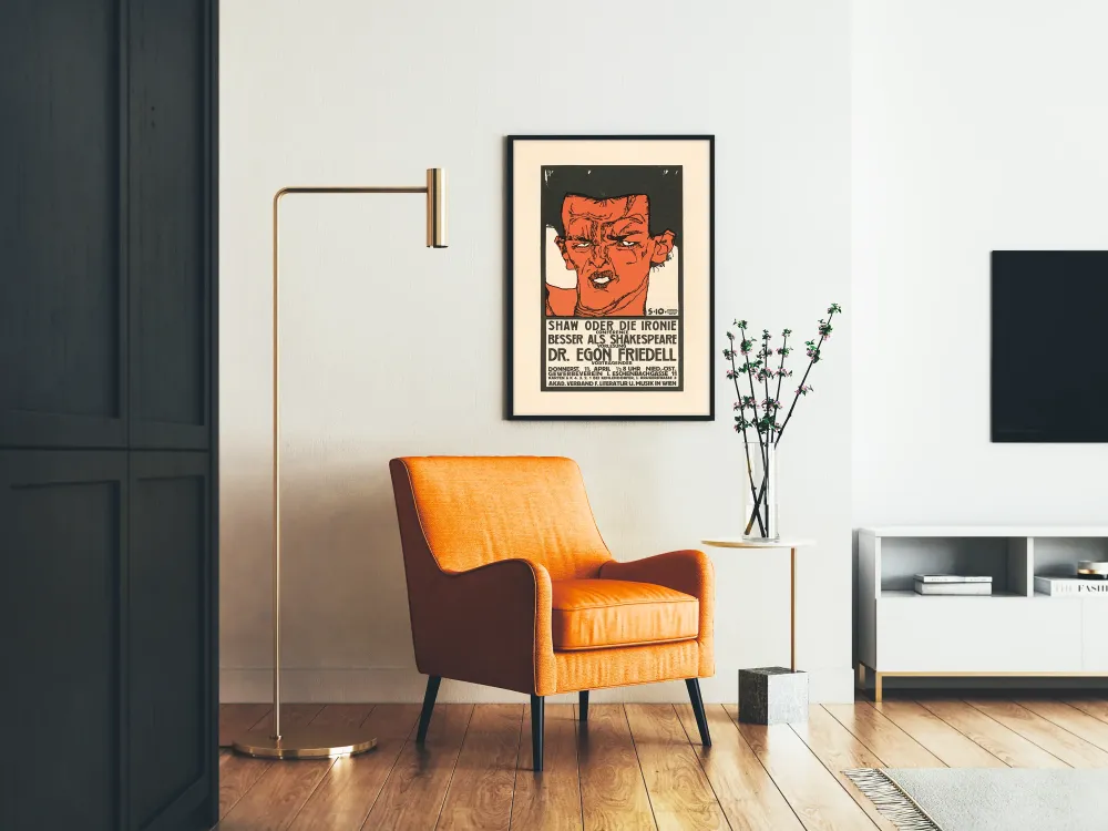 Plakat vintage konferencja Egon Friedell 'Shaw albo ironia'