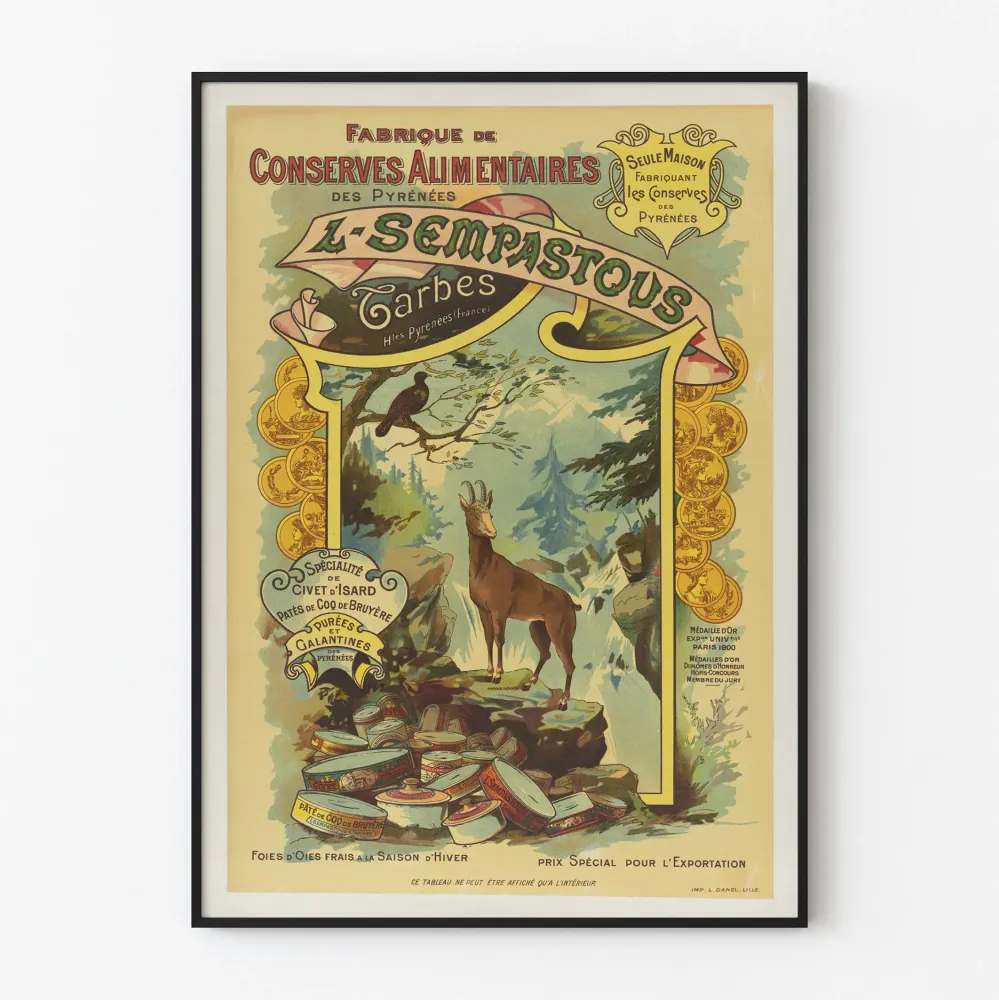 Plakat Vintage Konserwy spożywcze z Pirenejów L-Sempastous
