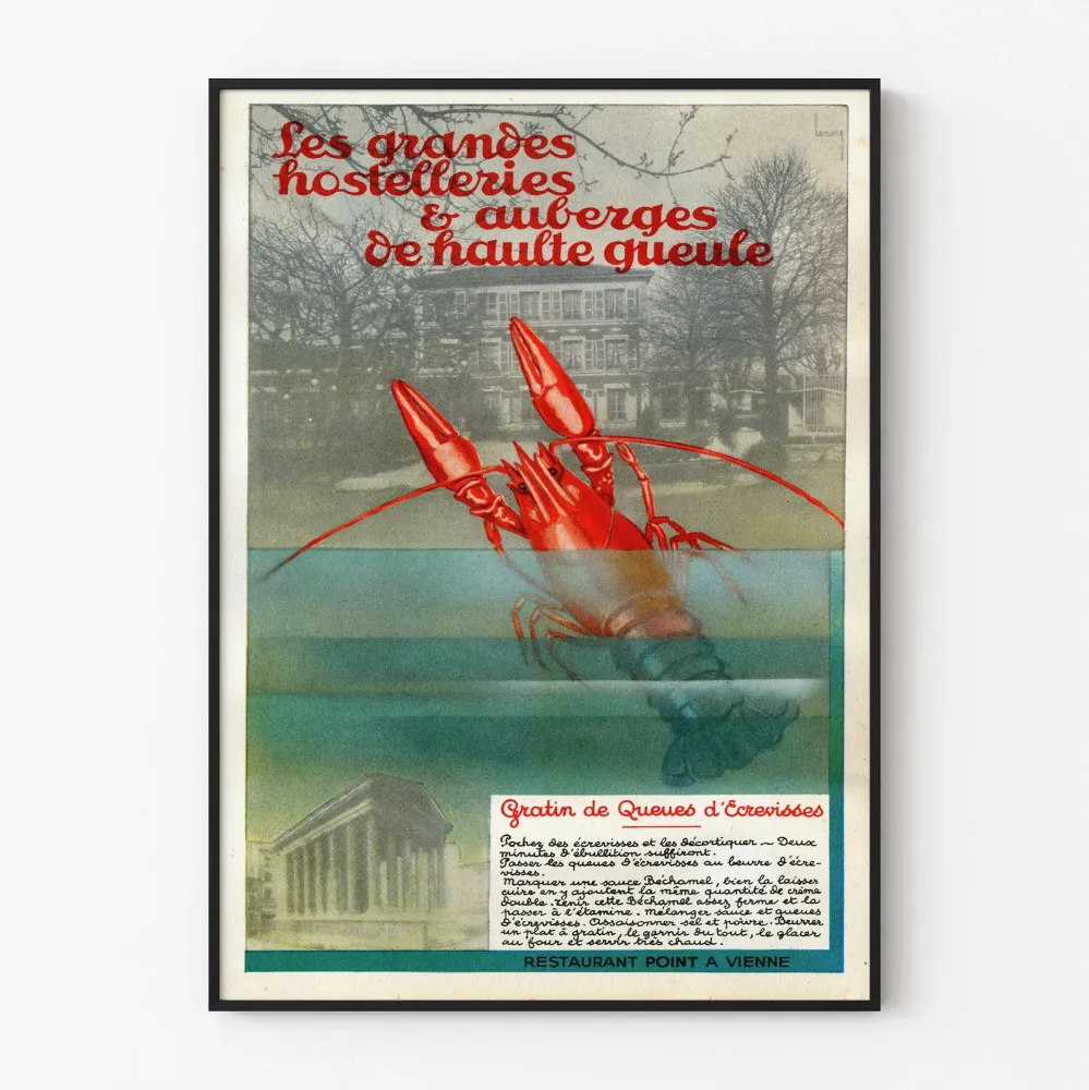 Plakat Vintage Kuchnia Francuska Zapiekanka z ogonów raków