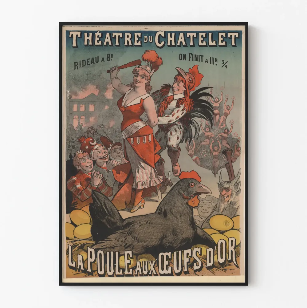 Plakat Vintage Kurka z Złotymi Jajkami - Teatr Châtelet