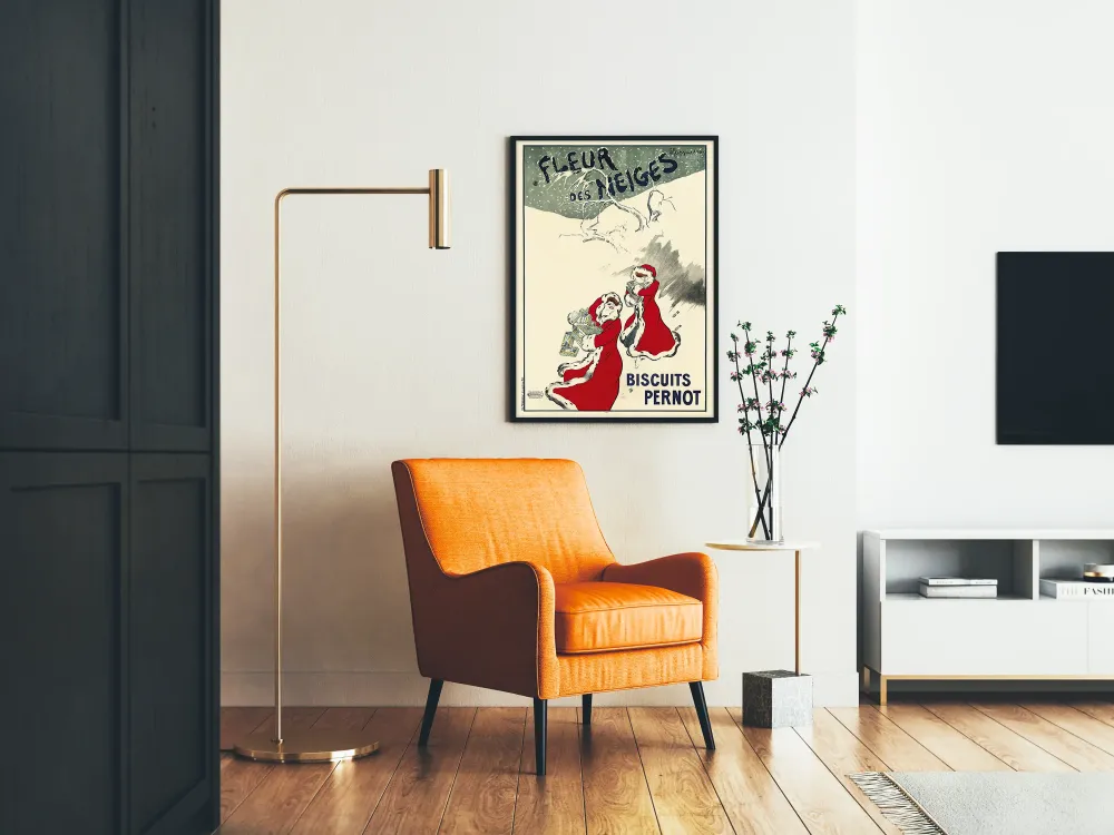 Plakat Vintage Kwiat Śniegu Ciastka Pernot Czerwony i Śnieg