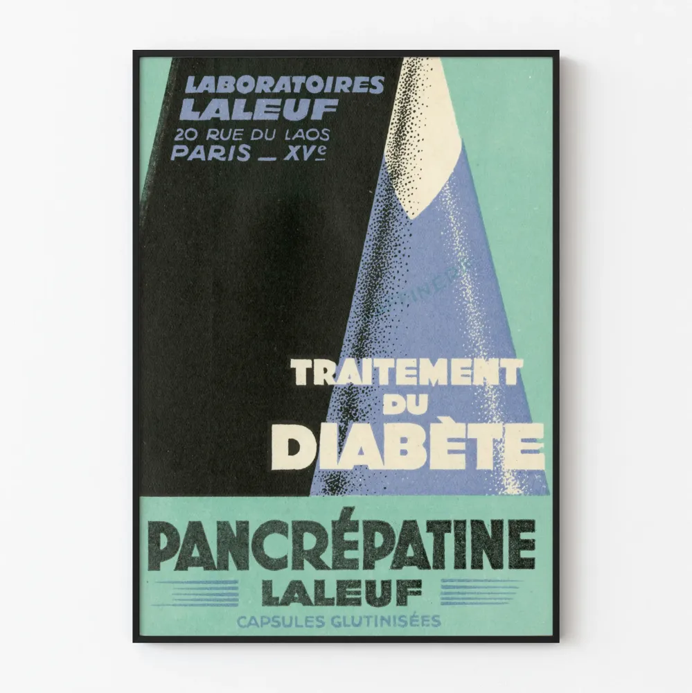 Plakat Vintage Leczenie Cukrzycy Pancreatopina Laleuf