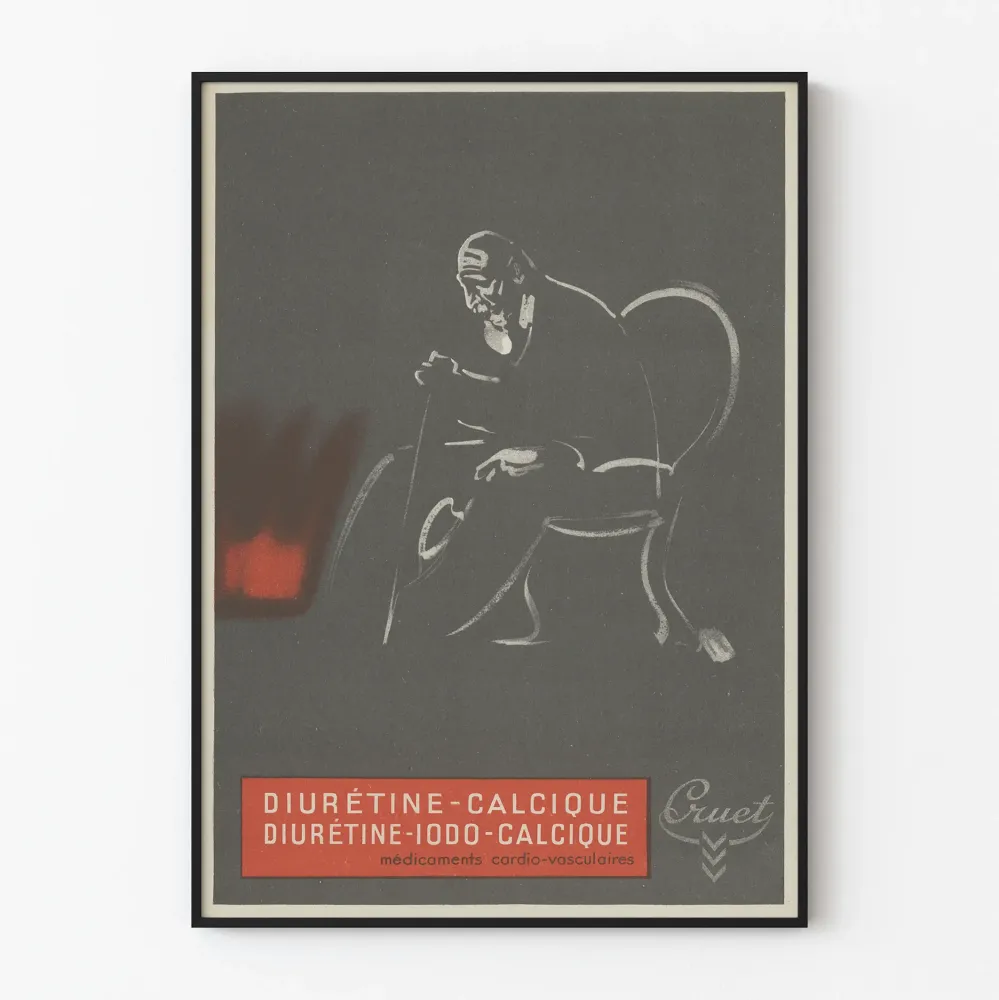 Plakat vintage leków układowych sercowo-naczyniowych diuretyczno-wapniowych