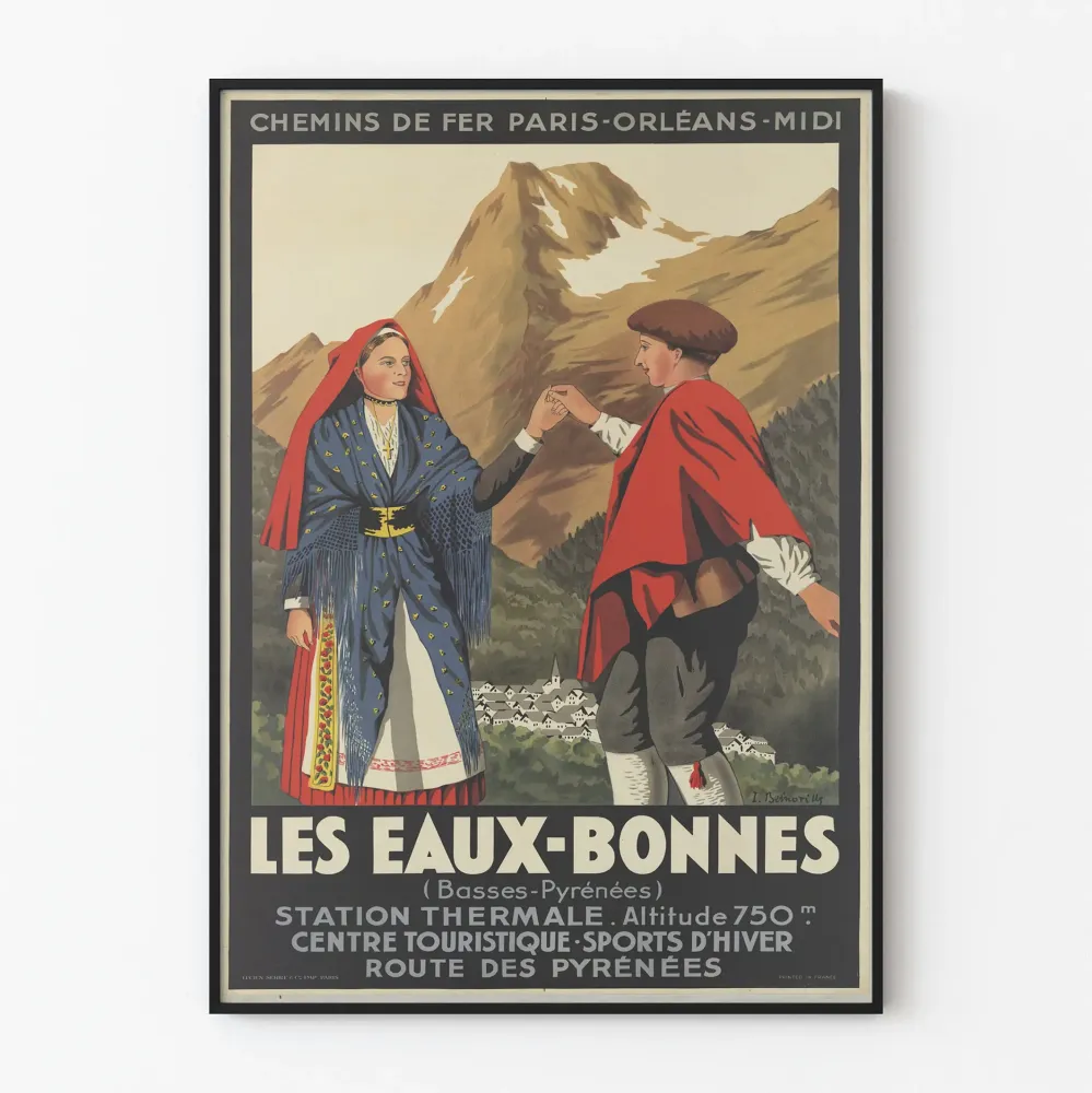 Plakat Vintage Les Eaux-Bonnes Stacja Termalna Pireneje