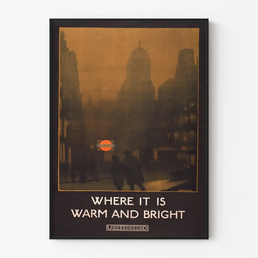 Plakat vintage Londyńskie Metro ciepły i jasny