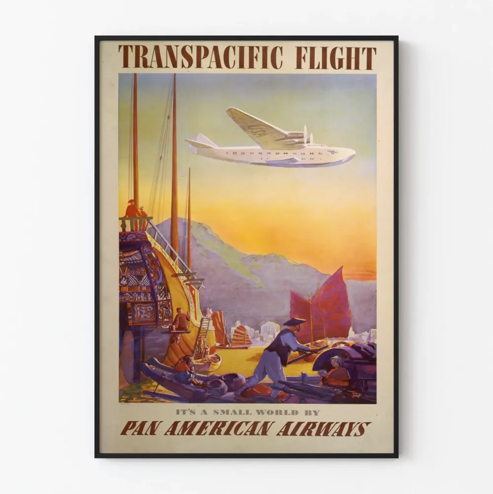 Plakat vintage Lot transpacificzny Pan American Airways