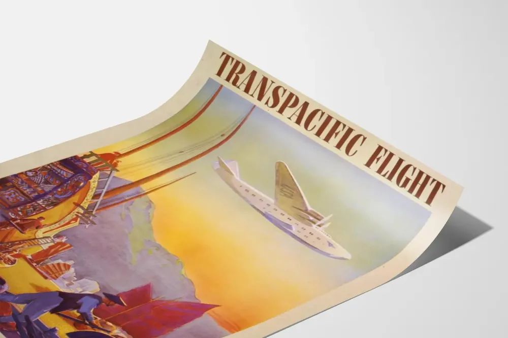 Plakat vintage Lot transpacificzny Pan American Airways