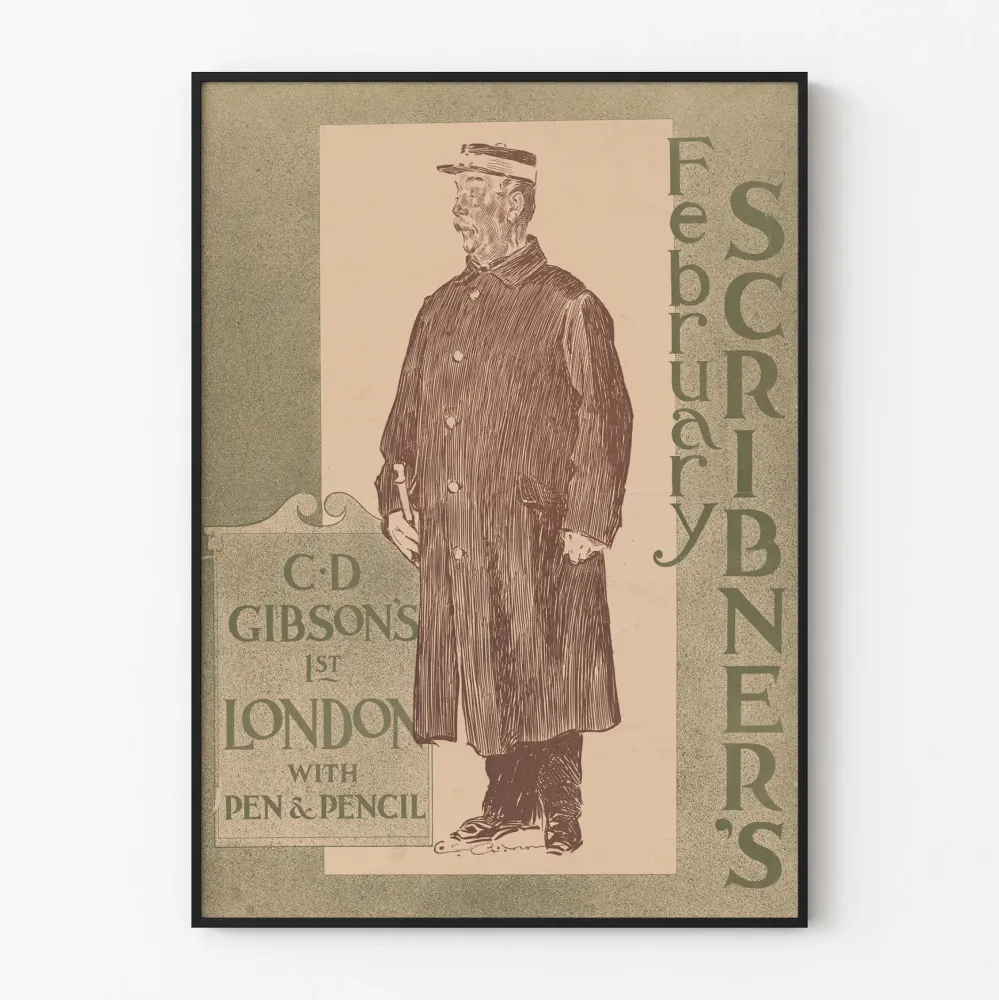 Plakat vintage luty Scribner's - Ilustracja w stylu męskim