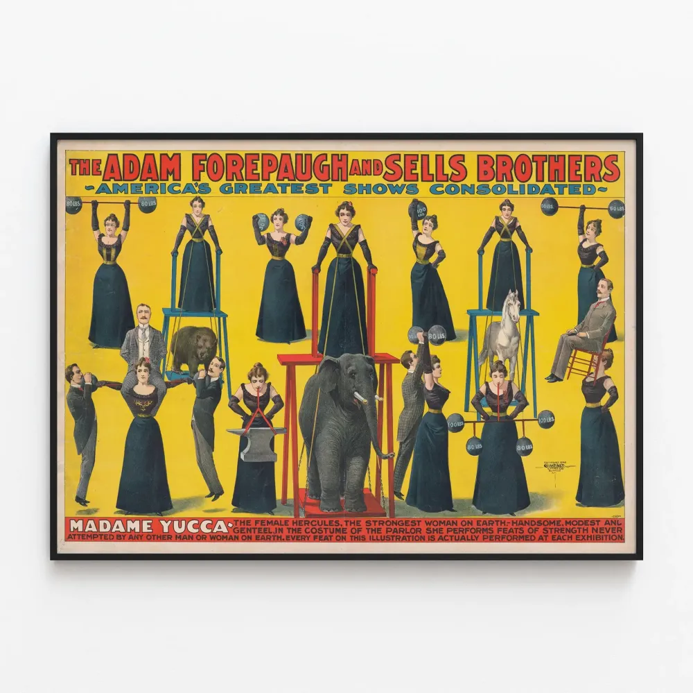 Plakat Vintage Madame Yucca Najsilniejsza kobieta na świecie