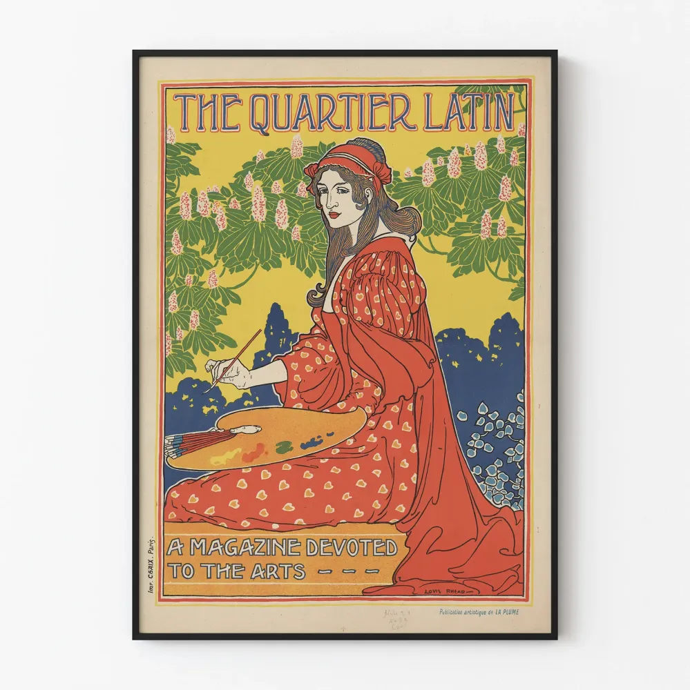 Plakat vintage magazynu Quartier Latin sztuki