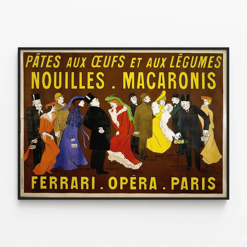 Plakat vintage Makaron z jajkami i warzywami