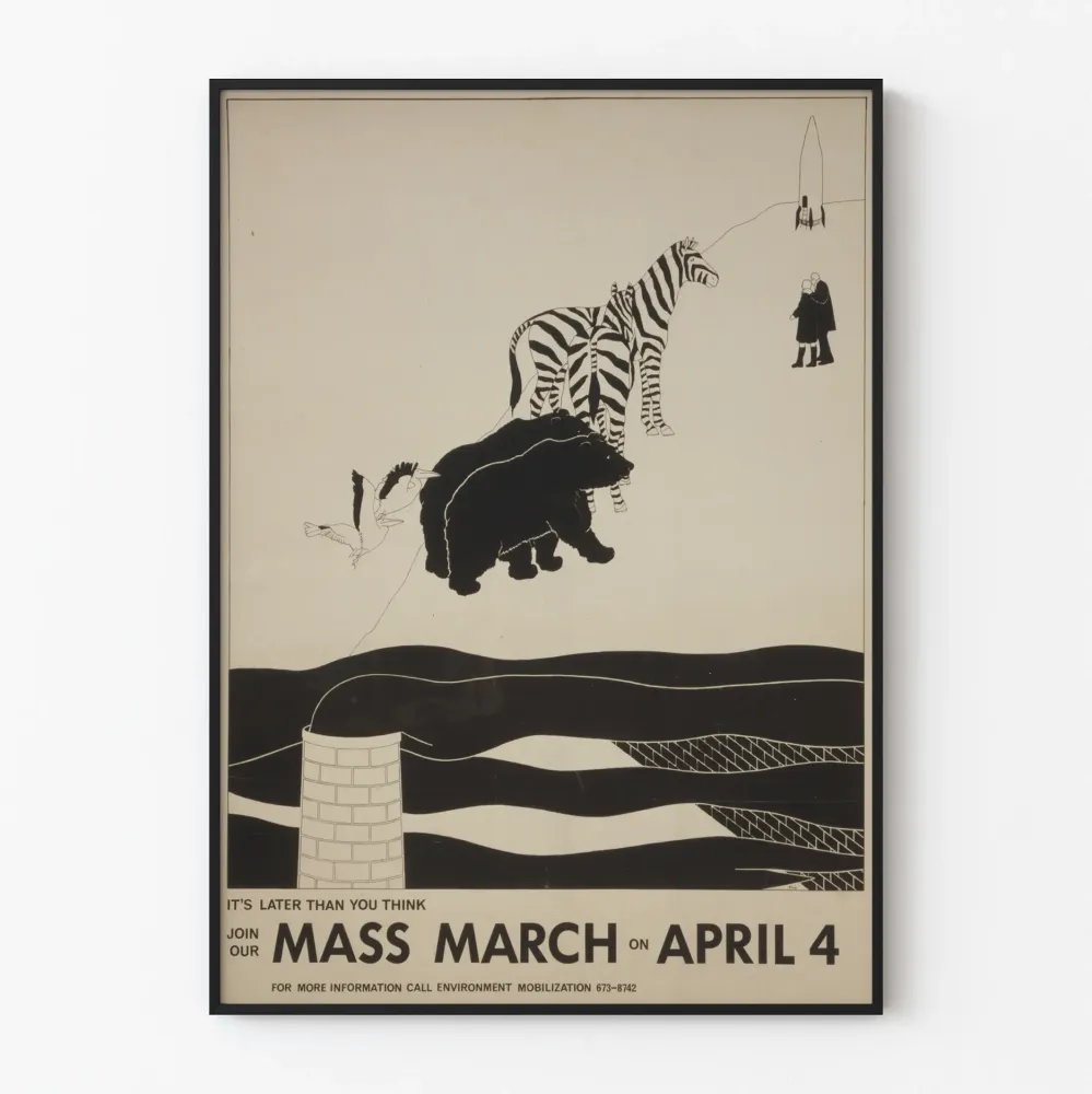 Plakat vintage marsz ekologiczny „Masowy marsz 4 kwietnia”