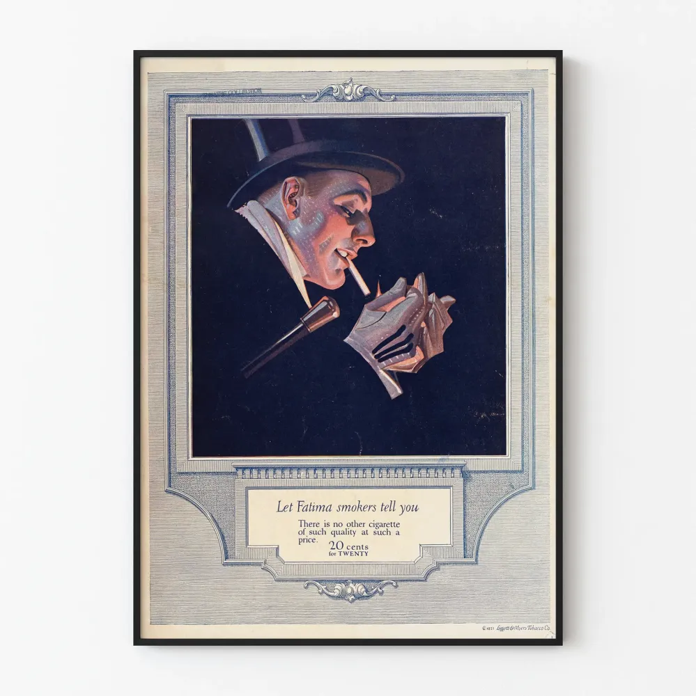 Plakat vintage mężczyzna palący papierosa Fatima