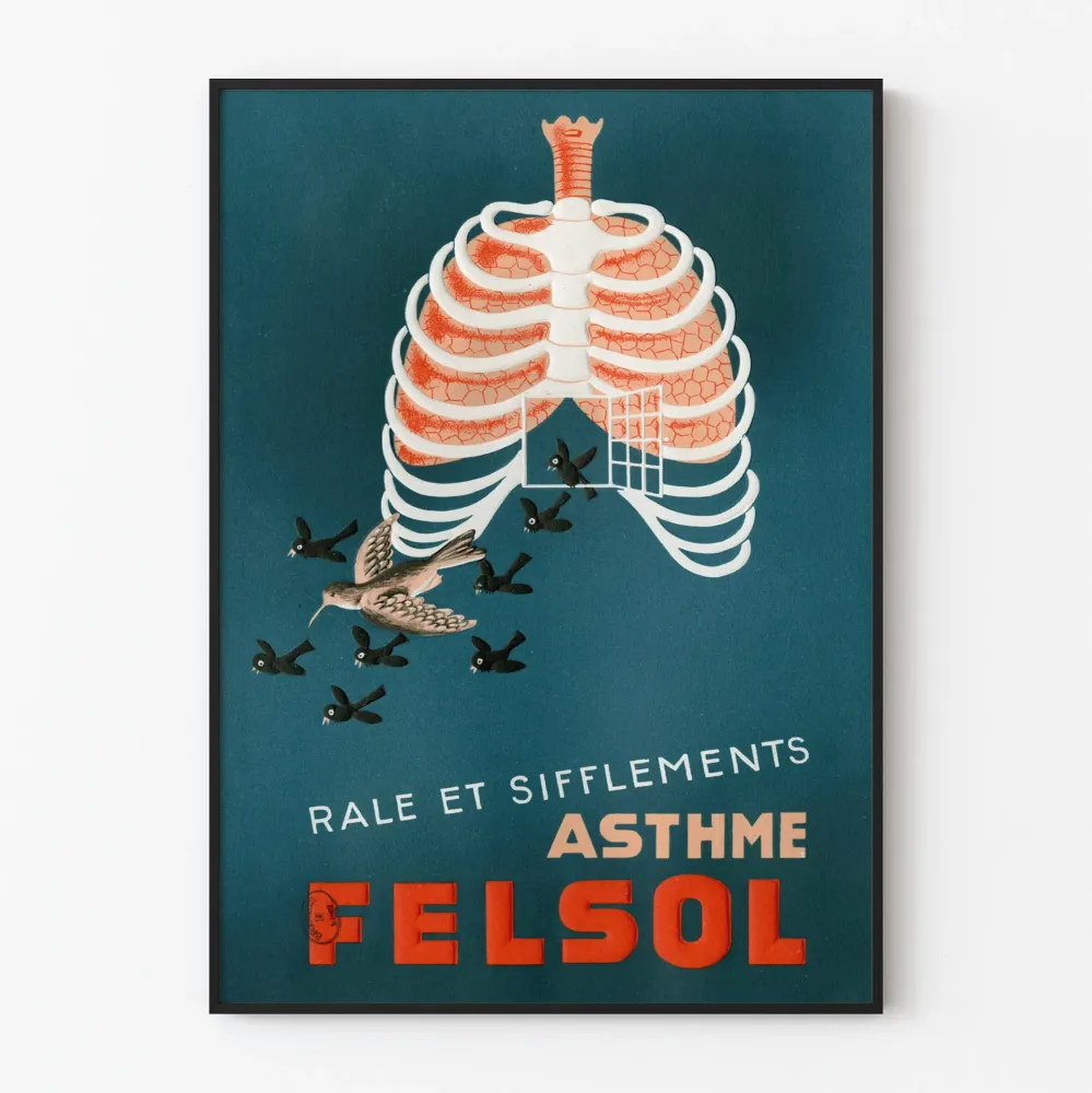 Plakat vintage medyczny Astma Felsol
