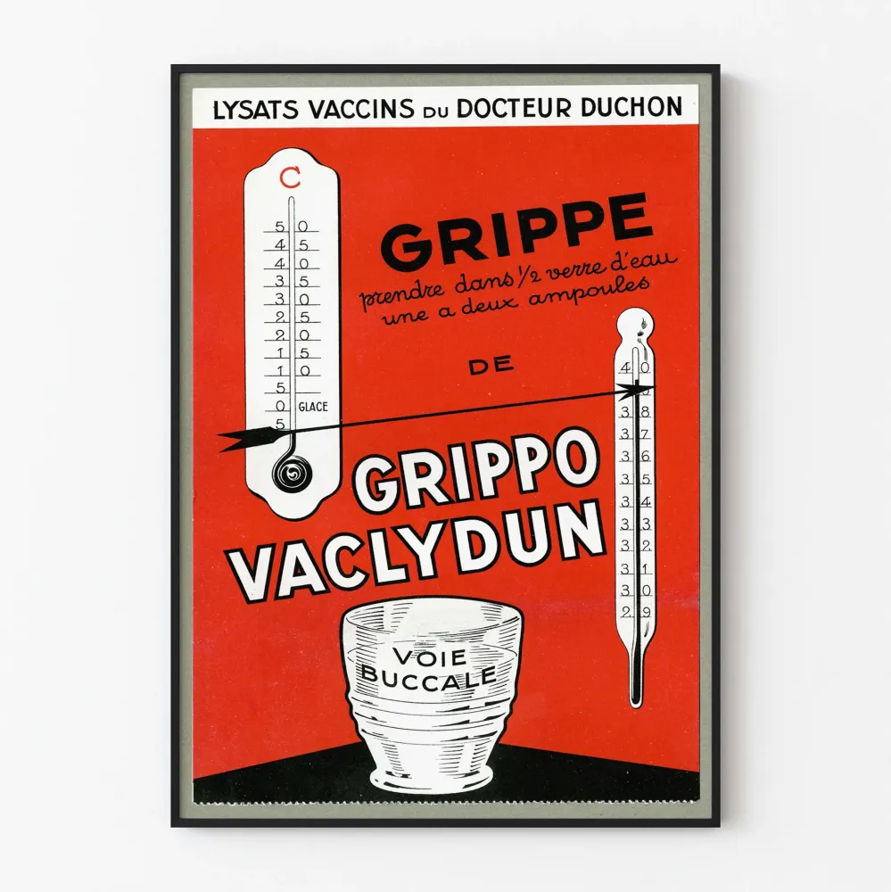 Plakat vintage medyczny Grippo Vaclydun na grypę