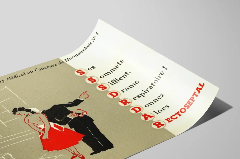 Plakat vintage medyczny - Pamięć mnemoniczna rectoseptal