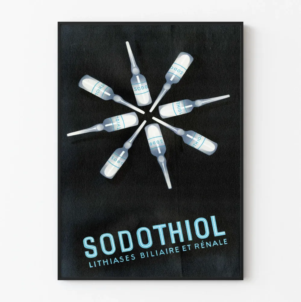 Plakat vintage medyczny Sodothiol kamienie żółciowe i nerkowe