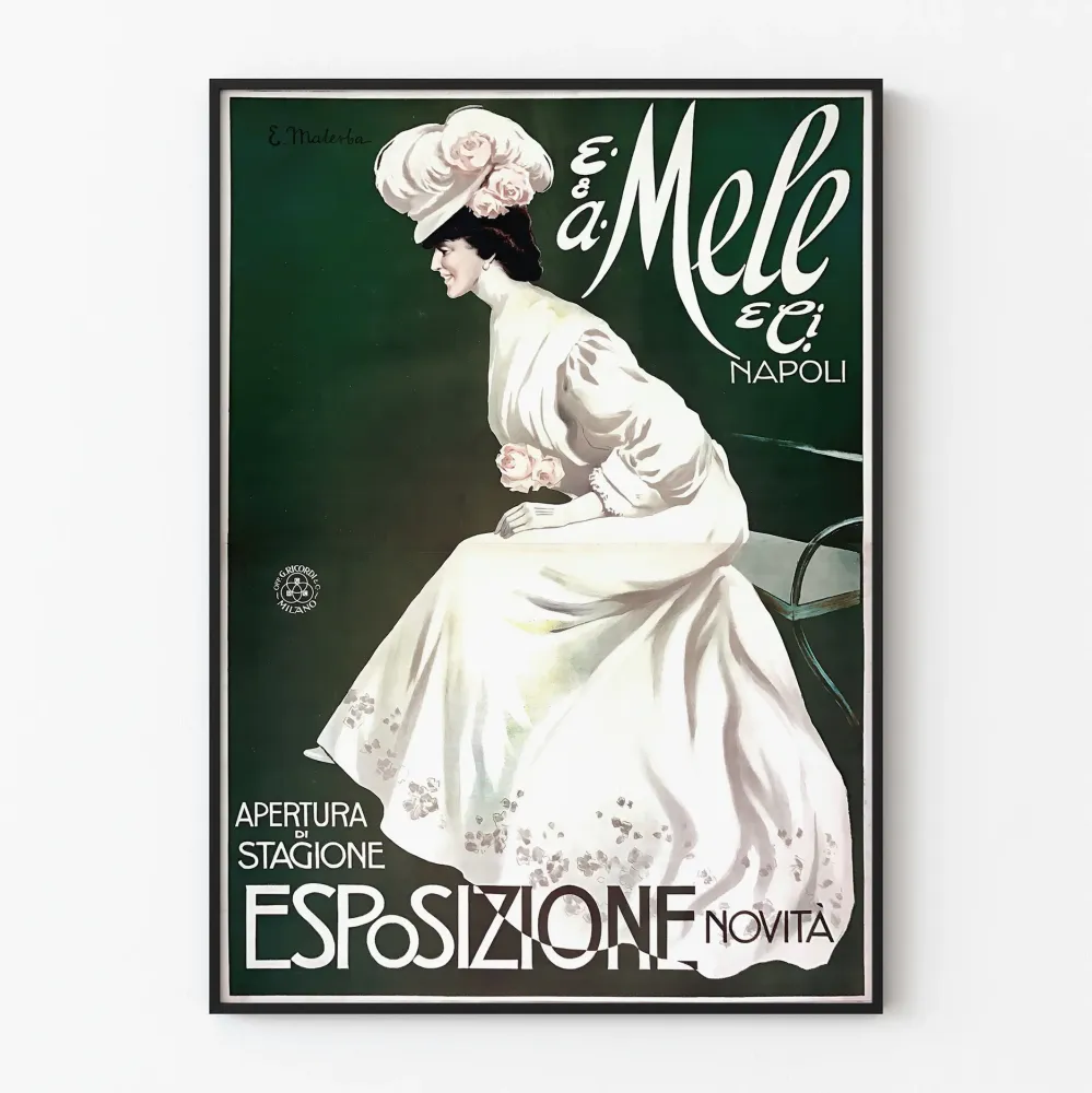 Plakat vintage E. Mele Napoli na wystawę mody