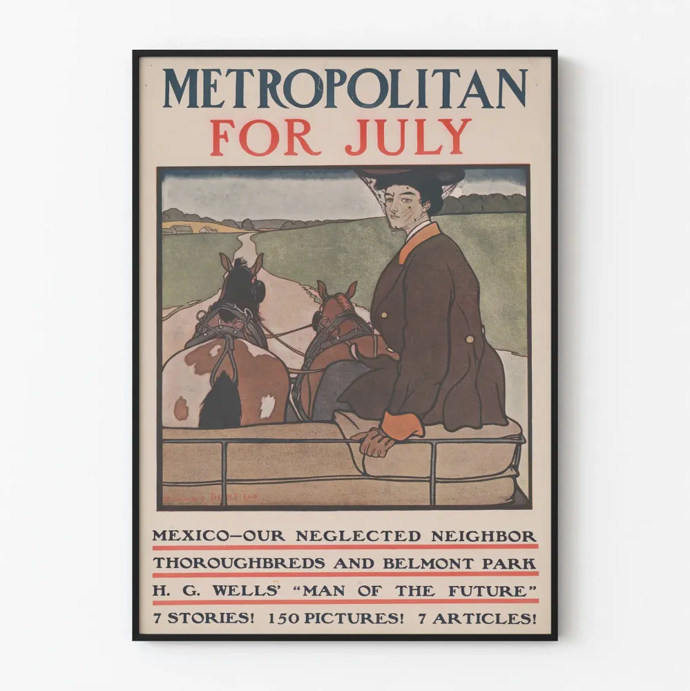 Plakat vintage Metropolitan na lipiec - Ilustracja retro jeździecka