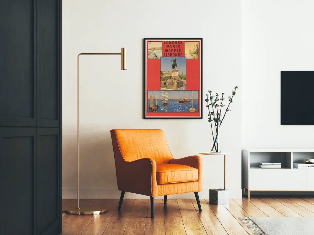 Plakat vintage Międzynarodowa Spółka Kolejowa Wagon-Lits - Londyn Paryż Madryt Lizbona