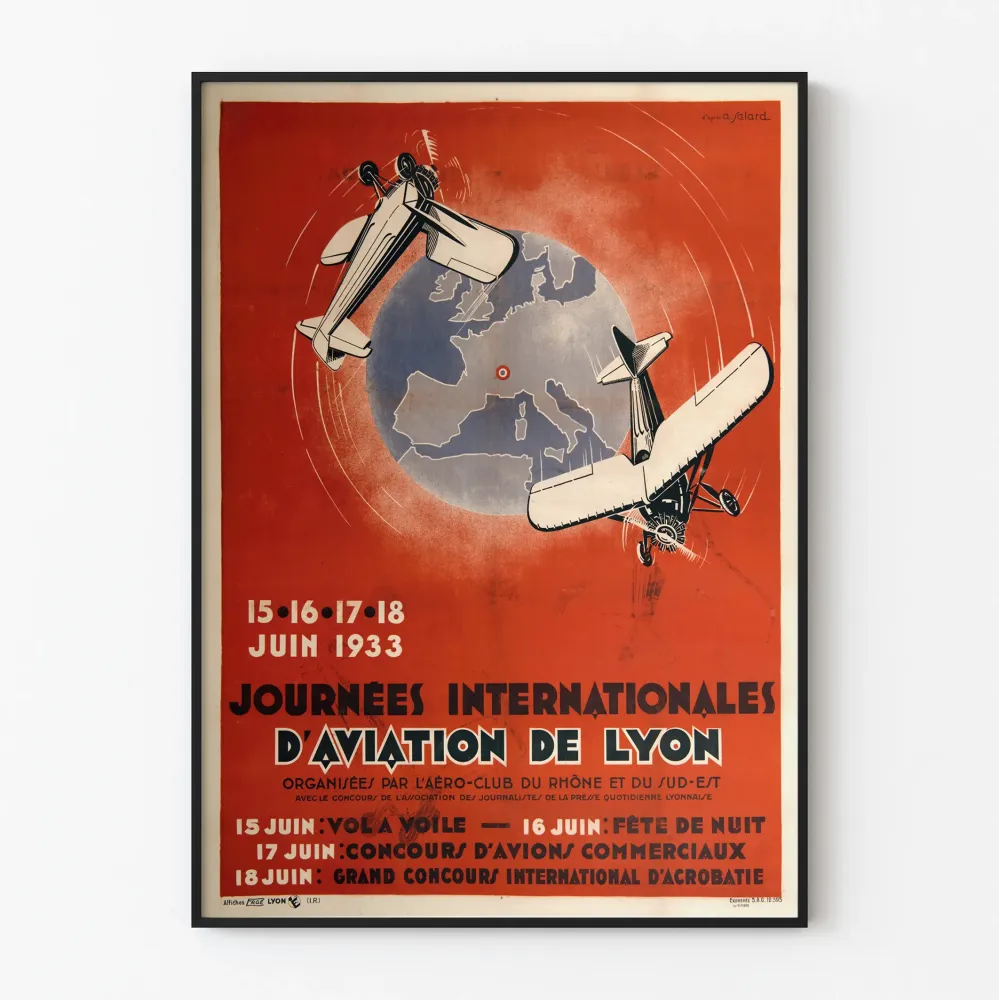 Plakat vintage Międzynarodowe Dni Lotnictwa w Lyonie 1933
