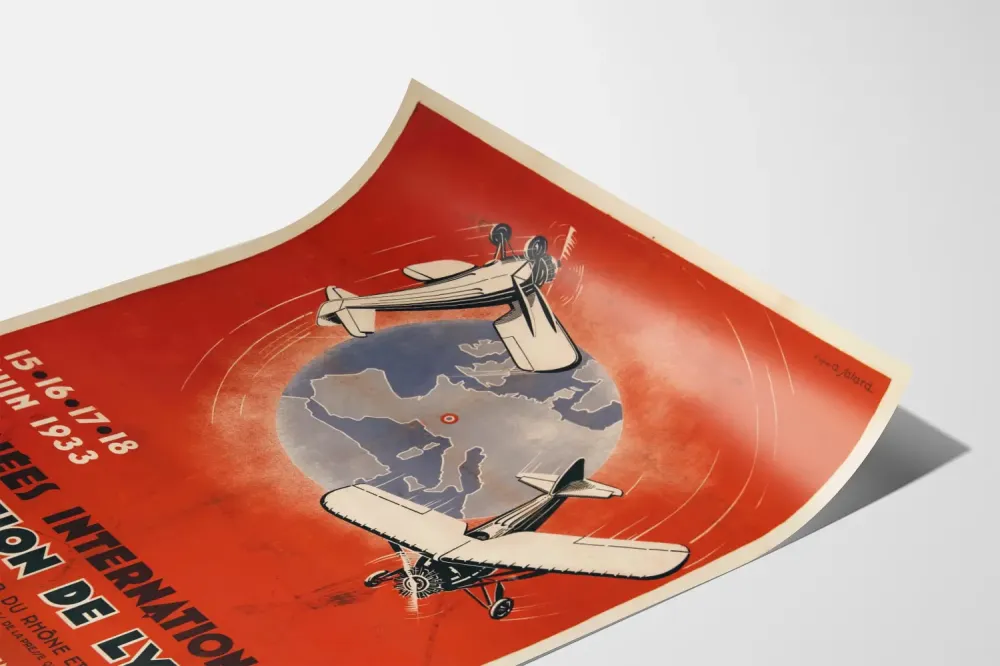 Plakat vintage Międzynarodowe Dni Lotnictwa w Lyonie 1933