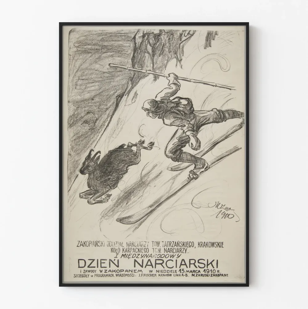 Plakat vintage Międzynarodowy Dzień Narciarstwa w Zakopanem 1910