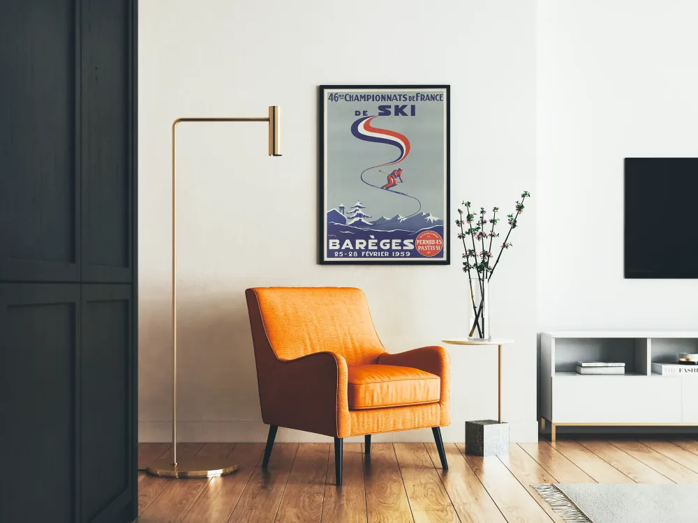Plakat vintage 46. Mistrzostwa Francji w narciarstwie w Barèges 1959