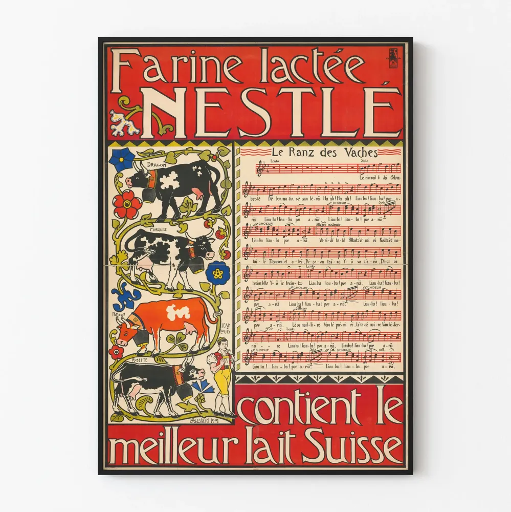 Plakat vintage Mąka Mleczna Nestlé Mleko Szwajcarskie