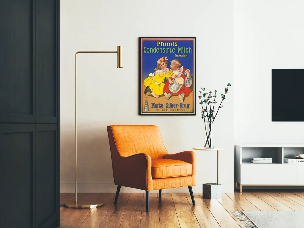 Plakat vintage z mlekiem skondensowanym Pfunds z dziećmi
