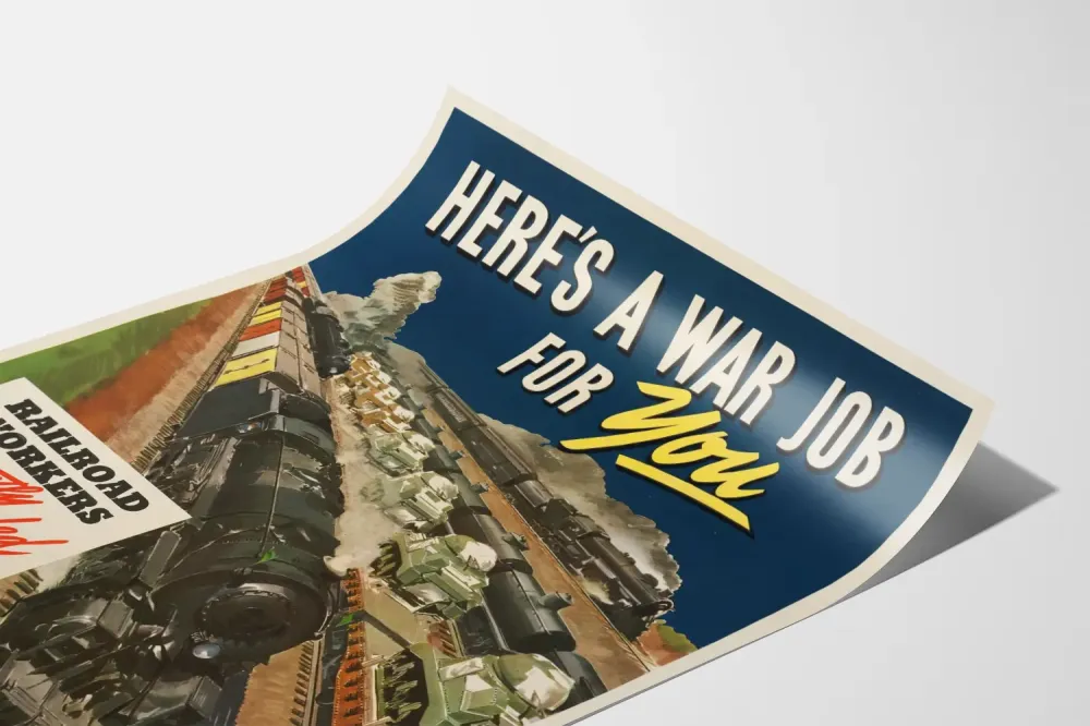 Plakat vintage mobilizacji kolejarzy podczas wojny