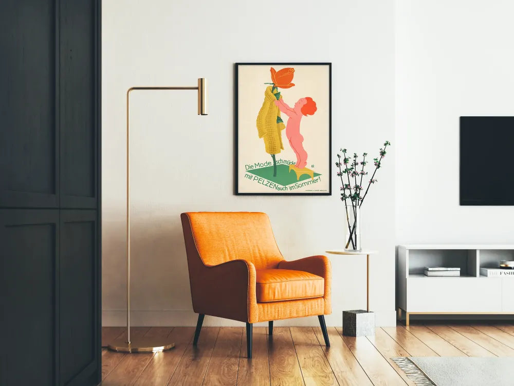 Plakat vintage moda i futro na lato
