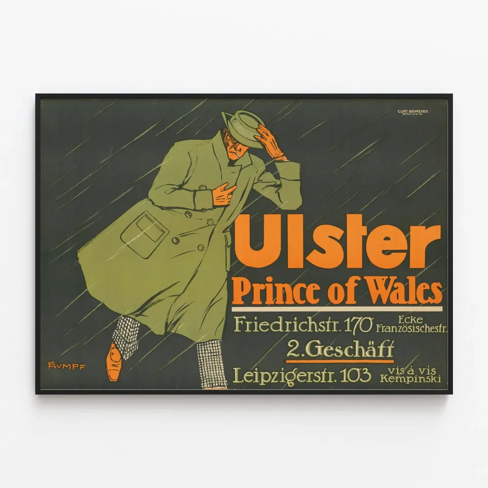 Plakat vintage moda Ulster Książę Walii