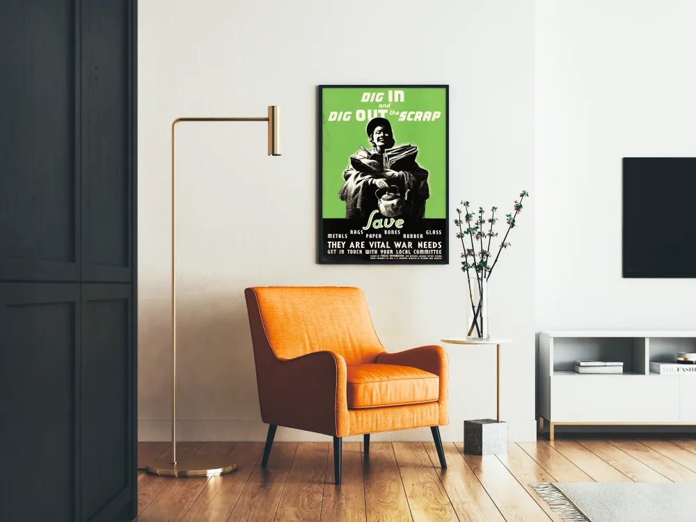 Plakat vintage z motywem zaangażowanym na temat recyklingu i odzysku materiałów