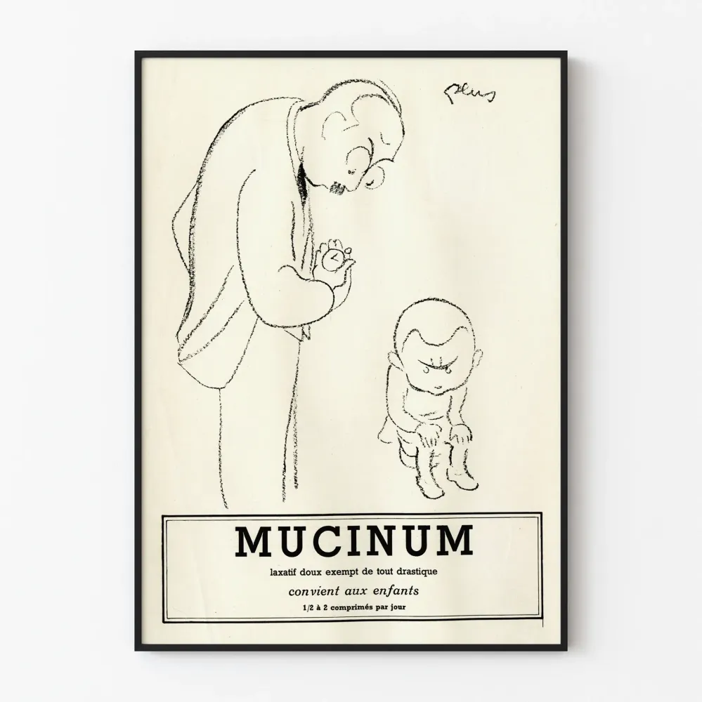 Plakat Vintage Mucinum - Łagodny środek przeczyszczający dla dzieci