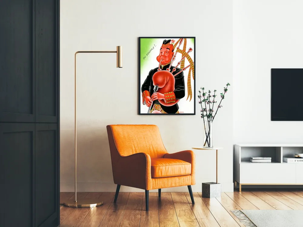 Plakat Vintage Muzyk grający na dudach - Oddech